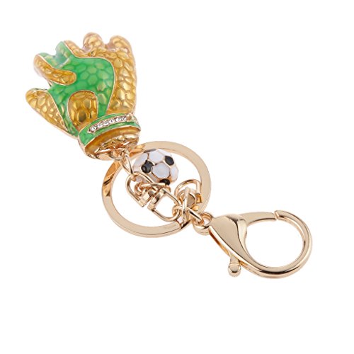 non-brand Colgantes de Rhinestone Cristal Llavero de Portero Fútbol Regalo para Amigos - Oro Verde