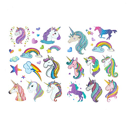 Oblique Unique® XXL Juego de tatuajes para niños, 208 unidades, para niña, unicornio, mariposa, corazón, panda y cebra Tatuajes temporales coloridos para cumpleaños infantiles.