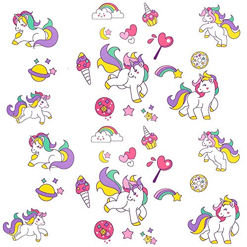 Oblique Unique® XXL Juego de tatuajes para niños, 208 unidades, para niña, unicornio, mariposa, corazón, panda y cebra Tatuajes temporales coloridos para cumpleaños infantiles.