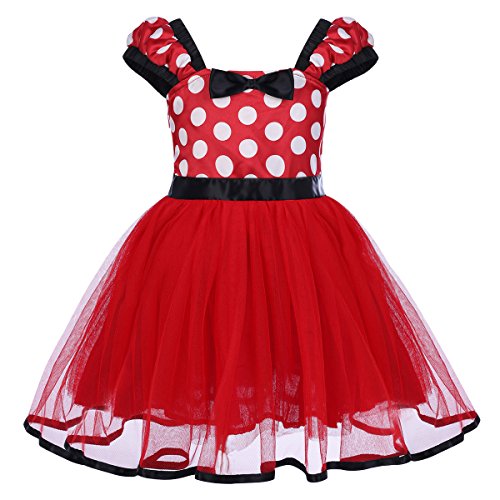 OwlFay Disfraz de Princesa Niña Bebé Lunares Fantasía Tutú Ballet Polka Dots Vestido de Fiesta Carnaval con Diadema para Cumpleaño Navidad Bautizo Cosplay 12Meses-6Años Rojo E 4-5 Años