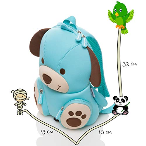 Pandana® Mochila infantil con correa pectoral para niños y niñas en el jardín de infancia o kita de neopreno aislante transpirable con sistema antipérdida., Hubert (Azul) - PAN18005