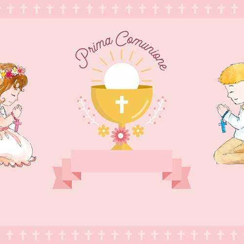 Póster personalizado con nombre nombre nombre fecha frase primera comunión rosa confirmación fiesta evento 70x100 cm
