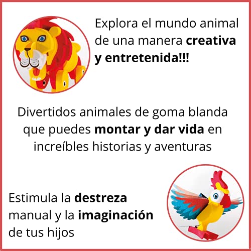 Puzzle 3D Animales de Juguete | Rompecabezas Educativo de Espuma para Construir un Loro y un León | Ideal para Niños Pequeños|Desarrollarán la Inteligencia, Memoria y Creatividad