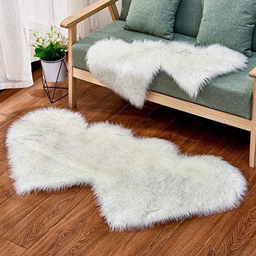 qazwsx Alfombra del Piso De La Sala De Estar, Alfombra De Piel De Oveja Artificial De Doble Corazón, Alfombra Mullida del Dormitorio, (Color : Camel, Size : 60x120cm)