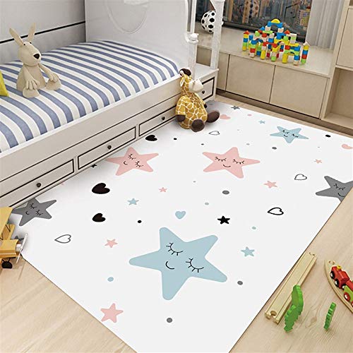 qazwsx Alfombras para Niños De Estilo Simple Patrón De Sonrisa De Estrella Piso Suave Alfombra Segura para Niños Alfombras De Juego para Gatear Alfombra De Franela (Color : D70, Size : 60X120CM)