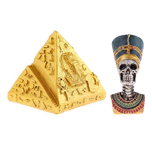 sharprepublic 2 Piezas de Esqueleto de Faraón Egipcio Pirámides en Miniatura Estatuas de Estatuilla de Cráneo de Resina