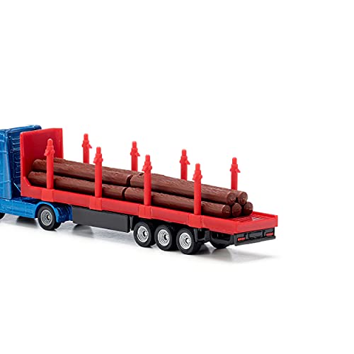 siku 1659, Transportador de troncos, 1:87, Metal/Plástico, Azul/Rojo, Incl. troncos