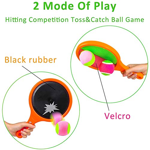SIMUER Juego de Lanzamiento Y Pelota de Juego de Raqueta de Tenis Y Juego de Paleta de Bola,Juego Tirar Atrapar Pelotas de Tenis Base-Ball Juegos Raqueta Scratch Juegos Pelotas Ping Pong Verano Juego
