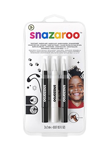 Snazaroo - Set de 3 Rotuladores de Maquillaje, set monocromo: negro x2 y blanco