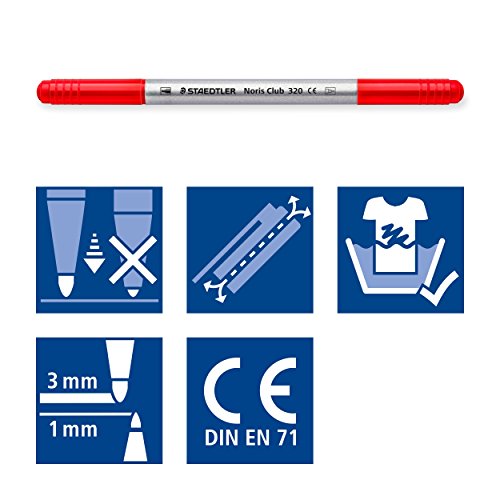 Staedtler Rotuladores de trazo doble. Noris Club. Colores brillantes y surtidos. Estuche con 12 marcadores. 320 NWP12