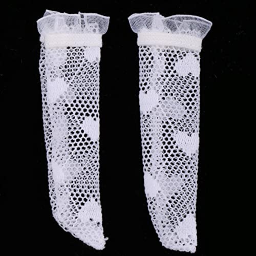 T TOOYFUL Calcetines hasta La Rodilla de Encaje a Escala 1/6 para Muñecas de Moda Blythe Azone Licca Pullip BJD 2 Colores - Blanco