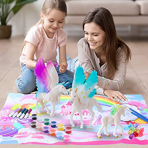 TaimeiMao 42 Piezas Unicornio Figuras Pintar,Unicornio Juguete,Unicornio para Pintar DIY Kit,Pintura Niños Kit,Pintar Unicornio Pinceles Colores,Kits de Pintura de Unicornio para Niños Pintar (A)