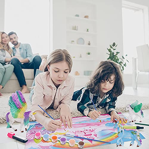 TaimeiMao 42 Piezas Unicornio Figuras Pintar,Unicornio Juguete,Unicornio para Pintar DIY Kit,Pintura Niños Kit,Pintar Unicornio Pinceles Colores,Kits de Pintura de Unicornio para Niños Pintar (A)