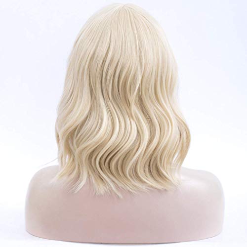 TANTAKO® Mujer Corta Rubia Bob Pelucas Peluca Sintética Ondulada Para mujer Peluca De Disfraz De Halloween Cosplay (Rubio # 0323)