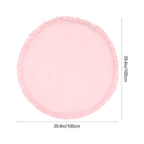 Toddmomy Alfombra para Juegos de Bebé Alfombra de Algodón Redonda con Volantes Alfombra para Guardería Alfombra de Algodón Decoración de Dormitorio para Bebés Pequeños Rosa