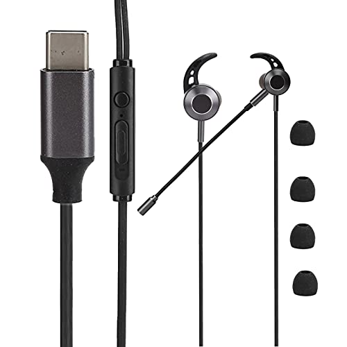 Vbestlife Auriculares para Juegos, Auriculares con Cable, potentes y Graves con micrófono Doble, Interfaz Tipo C, con Carcasa magnética para los oídos(Rutenio)