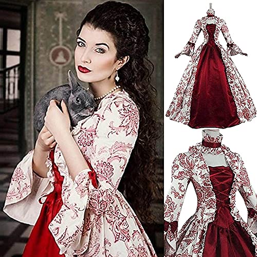 Vestido Medieval irlandés, Vestido de Baile para Mujer, Vestido Medieval Vintage con Cordones, Vestido de corsé con cincha, Disfraz de Cosplay renacentista
