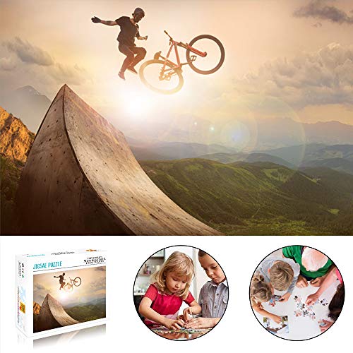 Visionpz Puzzle para Adultos Rompecabezas de 1000 Piezas Bicicleta del Cielo Conjunto de Rompecabezas Familiar Deporte Extremo Rompecabezas Juegos educativos para Adultos y niños 75x50cm