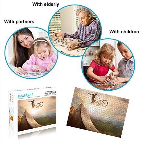 Visionpz Puzzle para Adultos Rompecabezas de 1000 Piezas Bicicleta del Cielo Conjunto de Rompecabezas Familiar Deporte Extremo Rompecabezas Juegos educativos para Adultos y niños 75x50cm