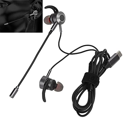 wendeekun Auriculares para Juegos, Auriculares para Juegos Auriculares con Cable Potentes Auriculares con Graves Pesados ​​con Interfaz de micrófono Doble Tipo C(Gris)