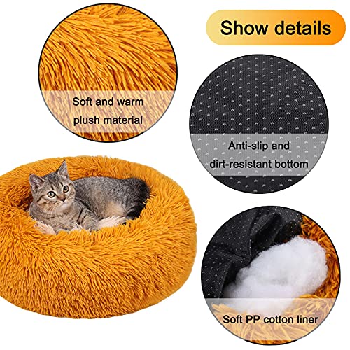XRDSHY Cama Perro Suave Cama Gato Redonda, Camas De Gatos Perros De Donut con Parte Inferior Antideslizante, Cómodo Suave Y Cálida Cama para Mascotas Gatos Y Perros Pequeños, Pink-XL