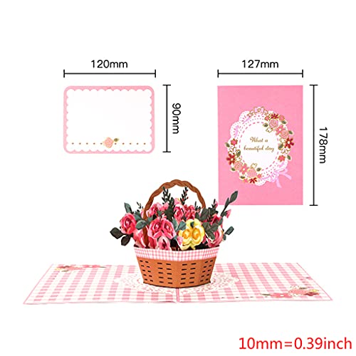 YAQINUO Rose Flower - Tarjeta de felicitación 3D para el día de la madre, boda, fiesta, con sobre