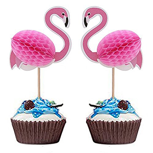 ZAMAC 50 piezas 3D de flamencos de piña para decoración de tartas de cumpleaños y cupcakes