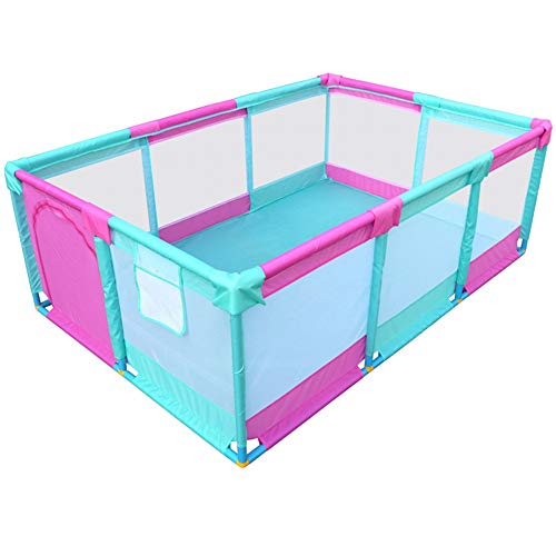 ZHANWEI-Parque de bebé Niños Juego Piscina De Bolas Corralito para Infantil con Puerta, 2 Tallas (Color : Green+Pink, Tamaño : 190x128x66cm)