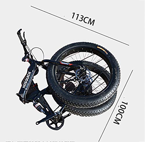 ZXCY Bicicleta De Montaña De 26 Pulgadas Fat Bike Todoterreno Playa Bicicleta De Nieve Plegable con Neumáticos Anchos con Velocidad Variable Freno Doble Y Suspensión De Choque,Negro